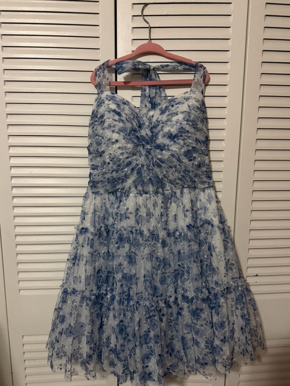 Windsor Blue and White Floral Girls' Formal Dress
